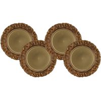 Set van 4x stuks kerstdiner onderborden rond goud 36 cm