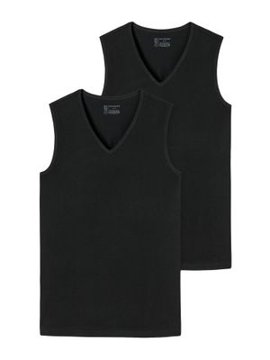 Schiesser - 95-5 - Tanktop V-neck - 2-pack - zwart, Maat:S