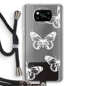 White butterfly: Xiaomi Poco X3 Pro Transparant Hoesje met koord