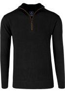 Redmond Regular Fit Half-Zip Sweater zwart, Gestructureerd