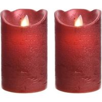 2x Kerst rode nep kaarsen met led-licht 12 cm - LED kaarsen - thumbnail