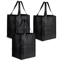 Boodschappen tas/shopper BIGGY - 4x stuks - zwart - 38 x 33 x 25 cm - Stevige boodschappentassen/sho