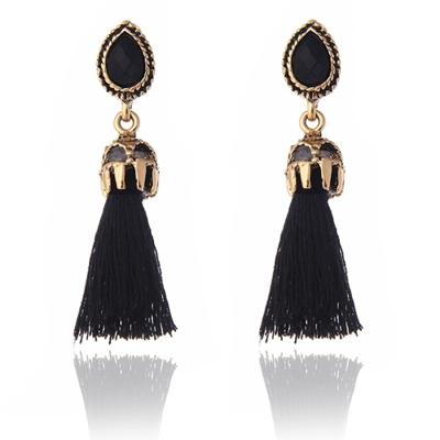 1 paar lange Tassel Earrings voor vrouwen Fashion sieraden Gifts(Black)