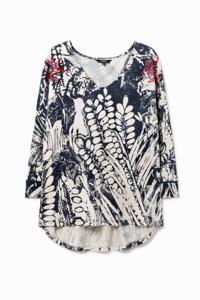 Gebloemd T-shirt met jacquard - WHITE - S