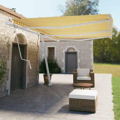 Luifel vrijstaand automatisch 600x350 cm geel en wit