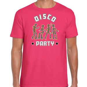 Disco verkleed t-shirt heren - jaren 80 feest outfit - disco party - roze