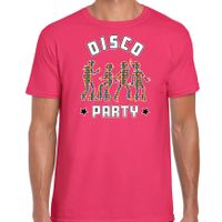 Disco verkleed t-shirt heren - jaren 80 feest outfit - disco party - roze - thumbnail