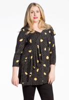 Yoek Tuniek flare met volant LEMON | Zwart | Maat XXL