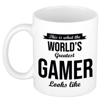 Worlds Greatest Gamer - cadeau koffiemok - theebeker - wit - 300 ml