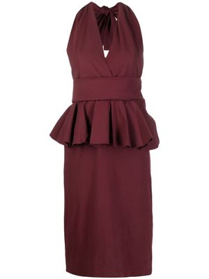Essentiel Antwerp robe mi-longue Dorever à taille péplum - Rouge