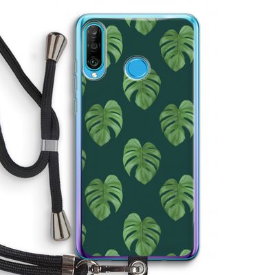 Monstera leaves: Huawei P30 Lite Transparant Hoesje met koord