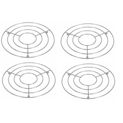 4x Pannenonderzetters rond verchroomd metaal 24 x 19 cm
