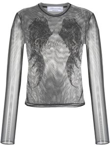 Blumarine haut en tulle à imprimé graphique - Gris