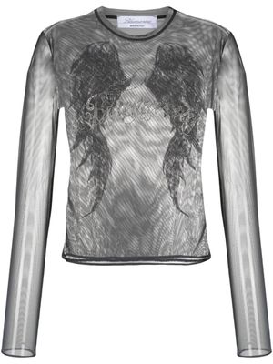 Blumarine haut en tulle à imprimé graphique - Gris