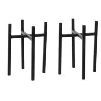 Mica Decorations - 2x stuks - bloempot plantenpot standaard / verhoger - zwart - B16 x H25 cm - meta