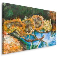Schilderij - Zonnebloemen (print op canvas), multi-gekleurd, 4 maten, premium print - thumbnail