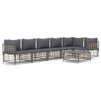 The Living Store Loungeset - poly rattan - antraciet - hoekbank 72x72x66cm - modulair - thumbnail