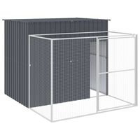 The Living Store Hondenhok met Verlengde Ren - 214 x 253 x 181 cm - Antraciet - Gegalvaniseerd Staal