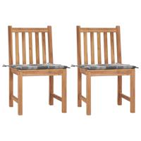 Tuinstoelen 2 st met kussens massief teakhout
