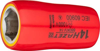HAZET Dopsleutel · geïsoleerd 880KV-14 · 3/8 inch (10 mm) vierkant hol · Buiten-zeskant-tractieprofiel · SW 14 mm