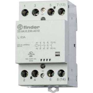 Finder 22.64.0.230.4710 Contactor 3x NO, 1x NC 230 V/DC, 230 V/AC 63 A 1 stuk(s)