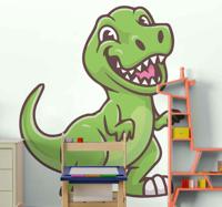 Dino muursticker Schattige dinosaurus tyrannosaurus cartoon - thumbnail