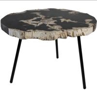 Salontafel rond - ø64x56x46 - Naturel/zwart - Steen/Metaal