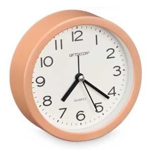 Wekker/alarmklok Good Morning - oranje - kunststof - dia 12 cm - staand - rond   -