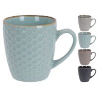 Set van 4x stuks luxe gekleurde stoneware bekers/koffiekopjes 300 ml - thumbnail