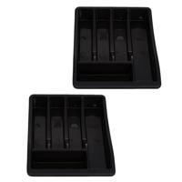 Bestekbak/keuken organizer - 2x - 5-vaks - Zwart - 30 x 38 x 6 cm