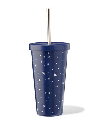 HEMA Drinkbeker Met Rietje 500ml Rvs Sterren (blauw)