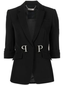 Philipp Plein blazer droit à plaque logo - Noir