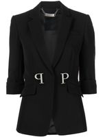 Philipp Plein blazer droit à plaque logo - Noir