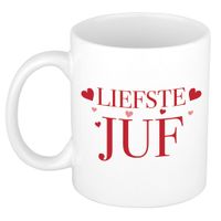 Liefste juf kado mok / beker wit - verjaardagscadeau