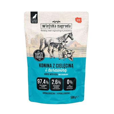 WIEJSKA ZAGRODA Horse meat with veal - natvoer voor honden - 500g