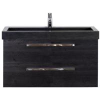 Seville Badmeubelset 100 cm - Black Oak - Wastafel Hardsteen Wit Lucca