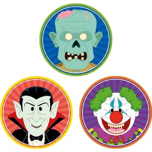 30x Halloween onderzetters vampier/horror clown/zombie