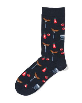 HEMA Sokken voor volwassenen 'let's chill and grill' donkerblauw (donkerblauw)