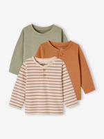 Set van 3 T-shirts Basics van biokatoen baby pecannoot