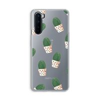 Cactusprint roze: OnePlus Nord Transparant Hoesje