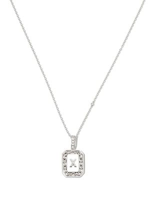 SHAY collier X en or blanc 18ct orné de perles - Argent