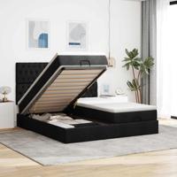 Ottoman bed met matrassen en LED's 180x200cm stof zwart