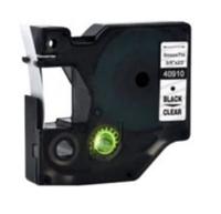 Label Tape voor Dymo D1 40910 | 9 mm x 7 m | S0720670 - Zwart op Transparant - 1 stuk