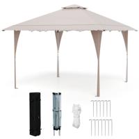 4 x 4 m Pop Up Paviljoen met Dubbel Dak & Metalen Frame In Hoogte Verstelbaar Tuinpaviljoen