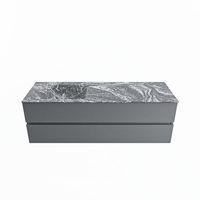 MONDIAZ VICA-DLUX 150cm badmeubel onderkast Plata 2 lades. Inbouw wastafel CLOUD links zonder kraangat, kleur Lava.