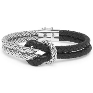 Buddha to Buddha 132 Armband Katja Knot Mix zilver-leder zilverkleurig-zwart