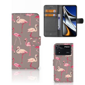 Xiaomi Poco X4 Pro 5G Telefoonhoesje met Pasjes Flamingo