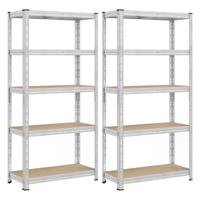 Stevige opbergrek met verstelbare planken, Set van 2 (180 x 90 x 40 cm)