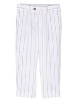 Brunello Cucinelli Kids pantalon en coton à fines rayures - Blanc