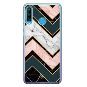 Huawei P30 Lite siliconen hoesje - Marmer triangles